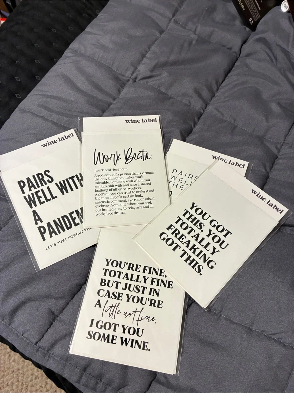 Wine 🍷 Label Sticker Pack of 5 - Black & White Typographic Designs - Humorous